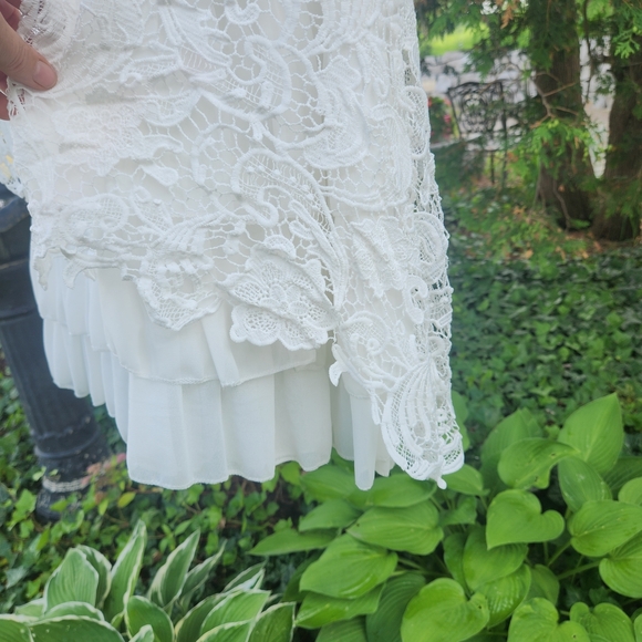 Simply Couture Cream Pleated Ruffled Blouse - Picture 3 of 5